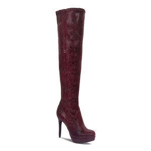 THALIA SODI Womens Purple 1" Platform Round Toe Stiletto Zip-Up Dress Boots 6.5